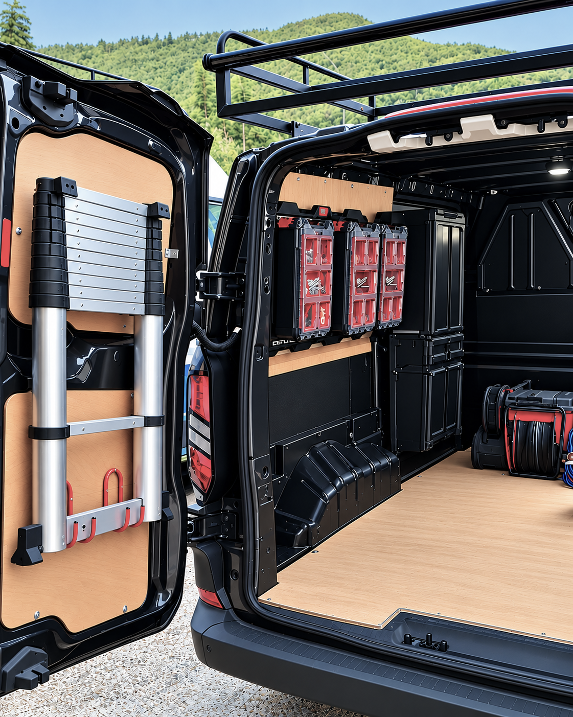 Van atelier avec rangements pour les outils et équipements professionnels